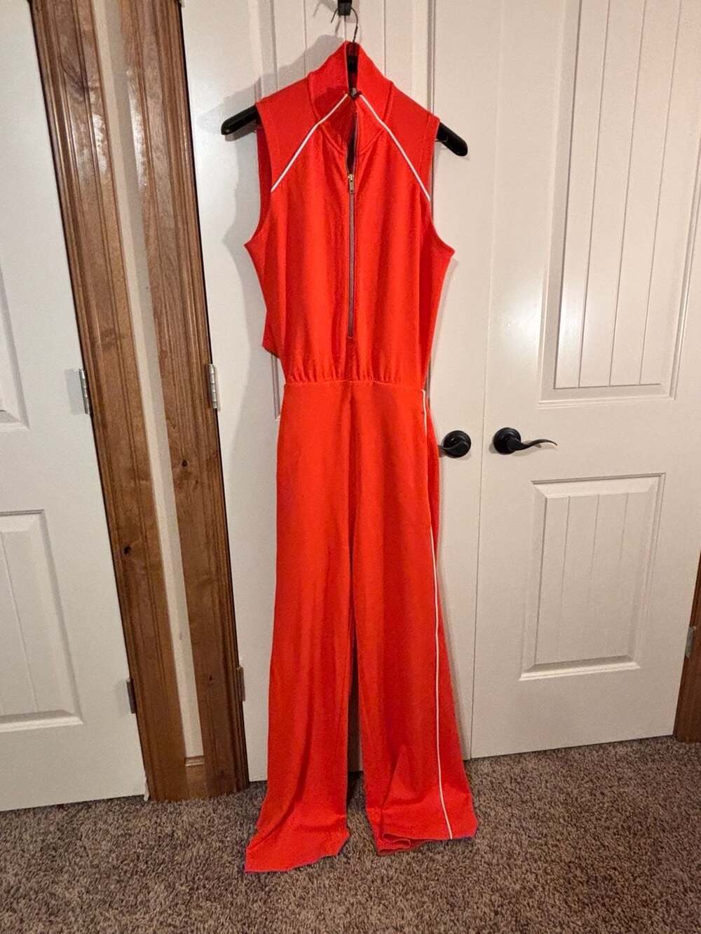 Spanx Airpique Mockneck Jumpsuit Size L Orange